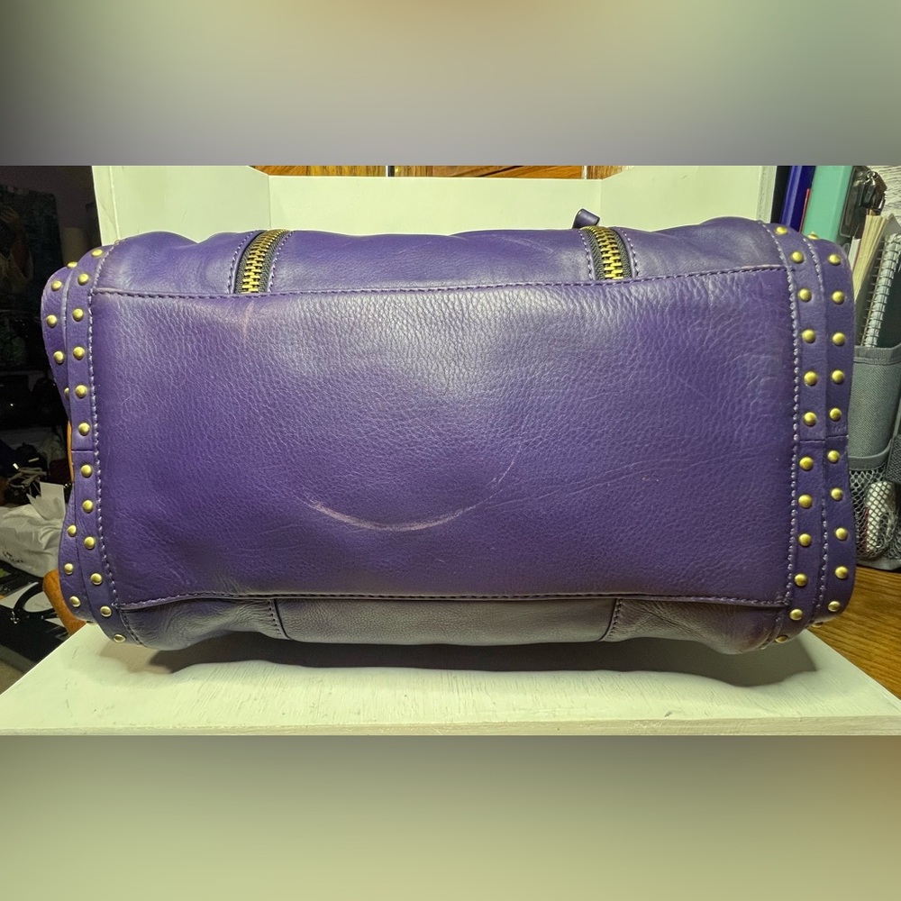 orYANY A239450 Purple Leather Satchel with Stud Detailing - Picture 5 of 9